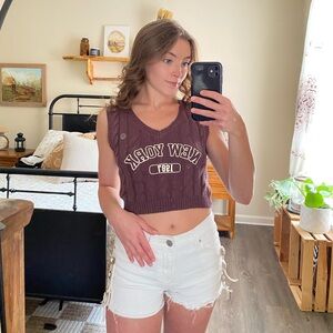 Aeropostale NWT Brown New York Cropped Sweater Tank Top — Women’s S